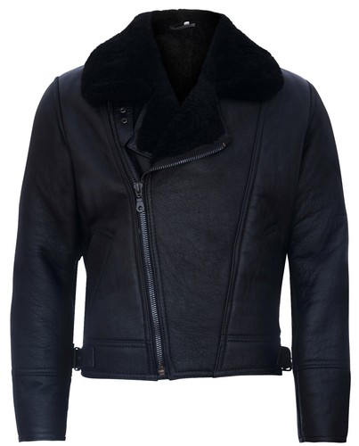 Giacca nera pelle shearling - in,
