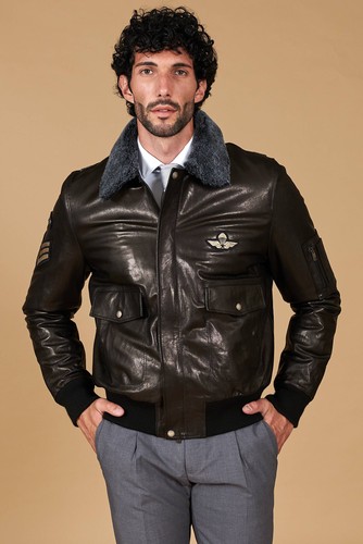Bomber pelle nera uomo - pelle,